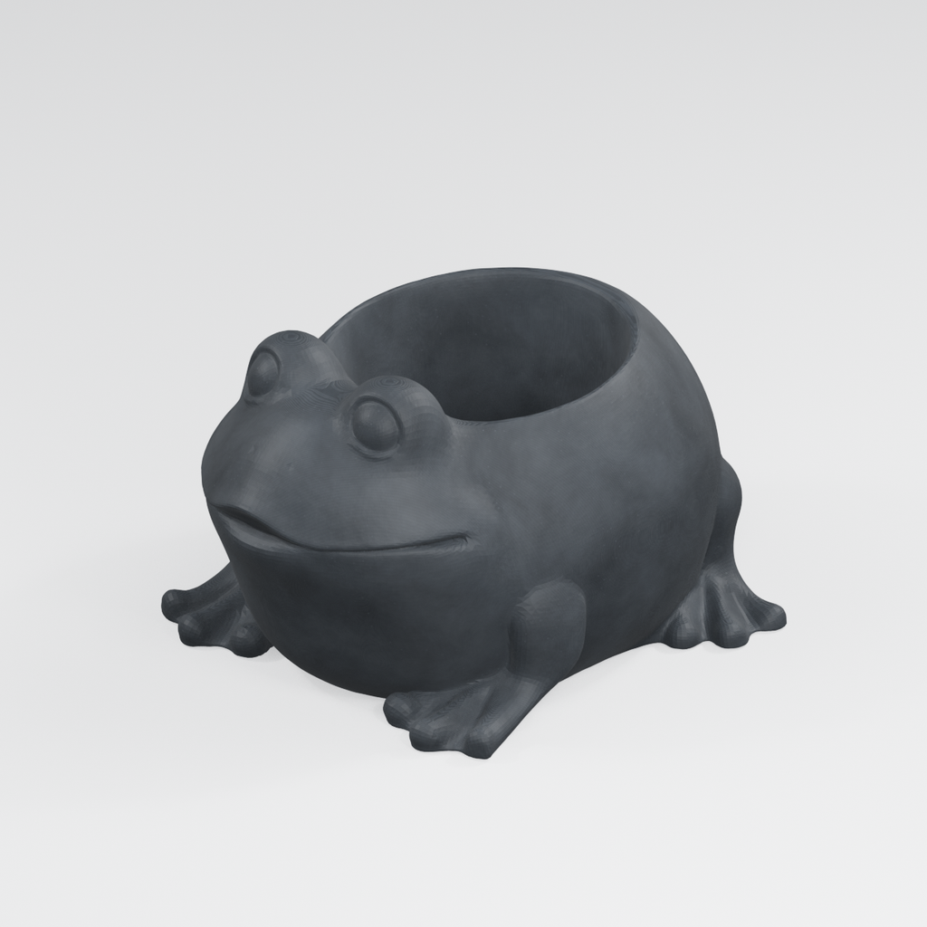 Puddle the Frog Planter in Charcoal Black finish