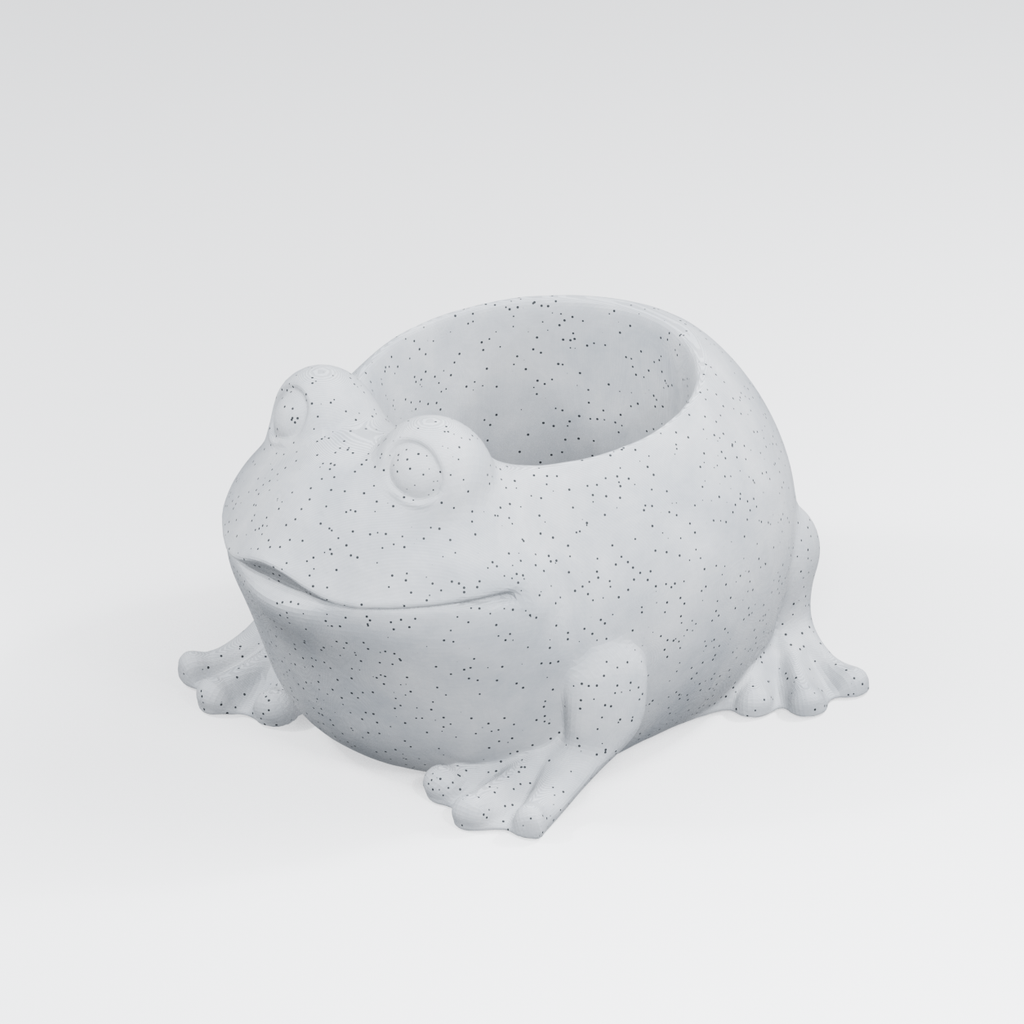 Puddle the Frog Planter in Marble White finish