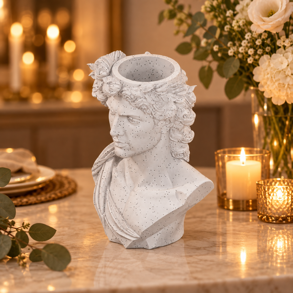 The Laurel Guardian: Greek-Inspired Bust Planter gift presentation