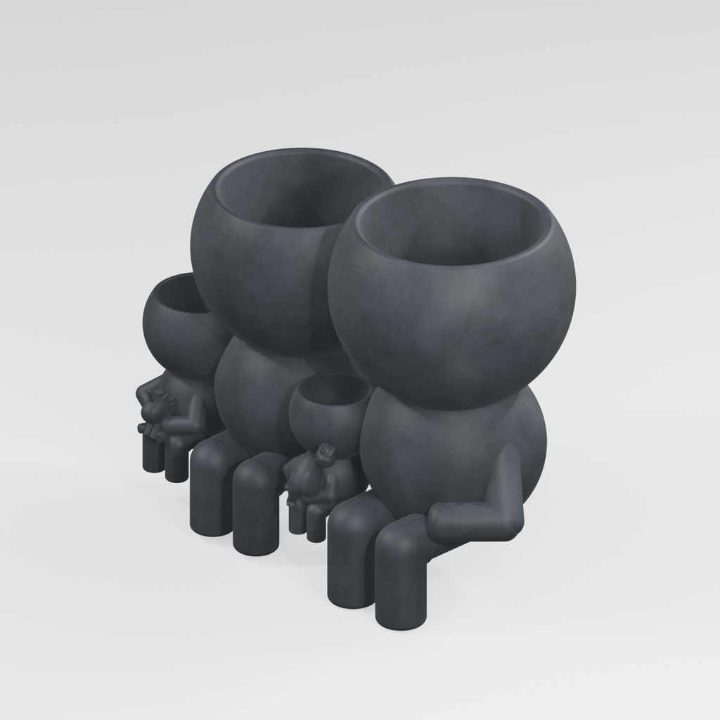 Four Moss family planter in Charcoal Black finish