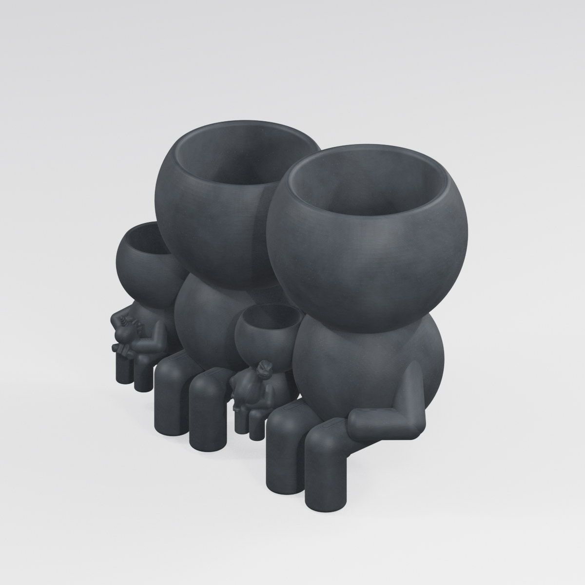 Four Moss family planter in Charcoal Black finish