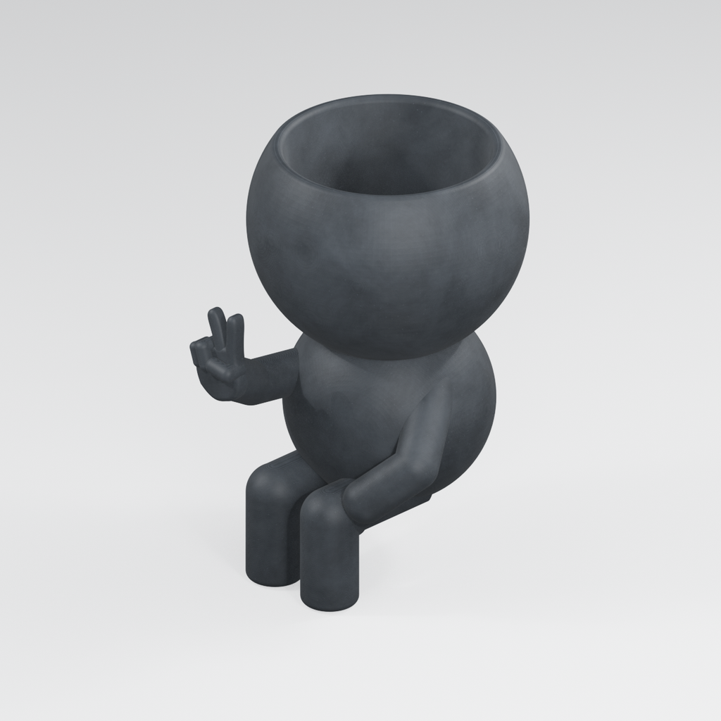 Peace Sign Planter in Charcoal Black