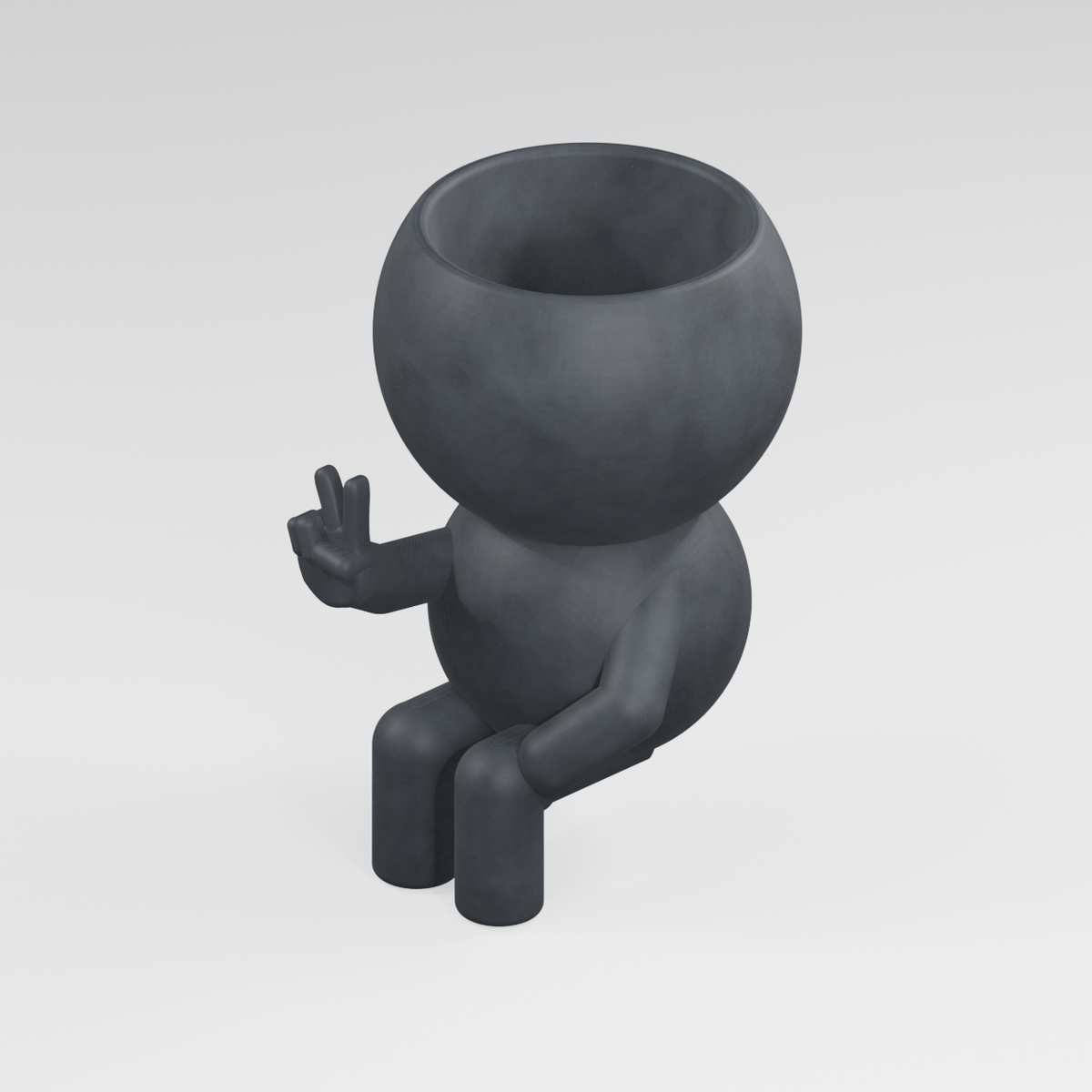 Peace Sign Planter in Charcoal Black