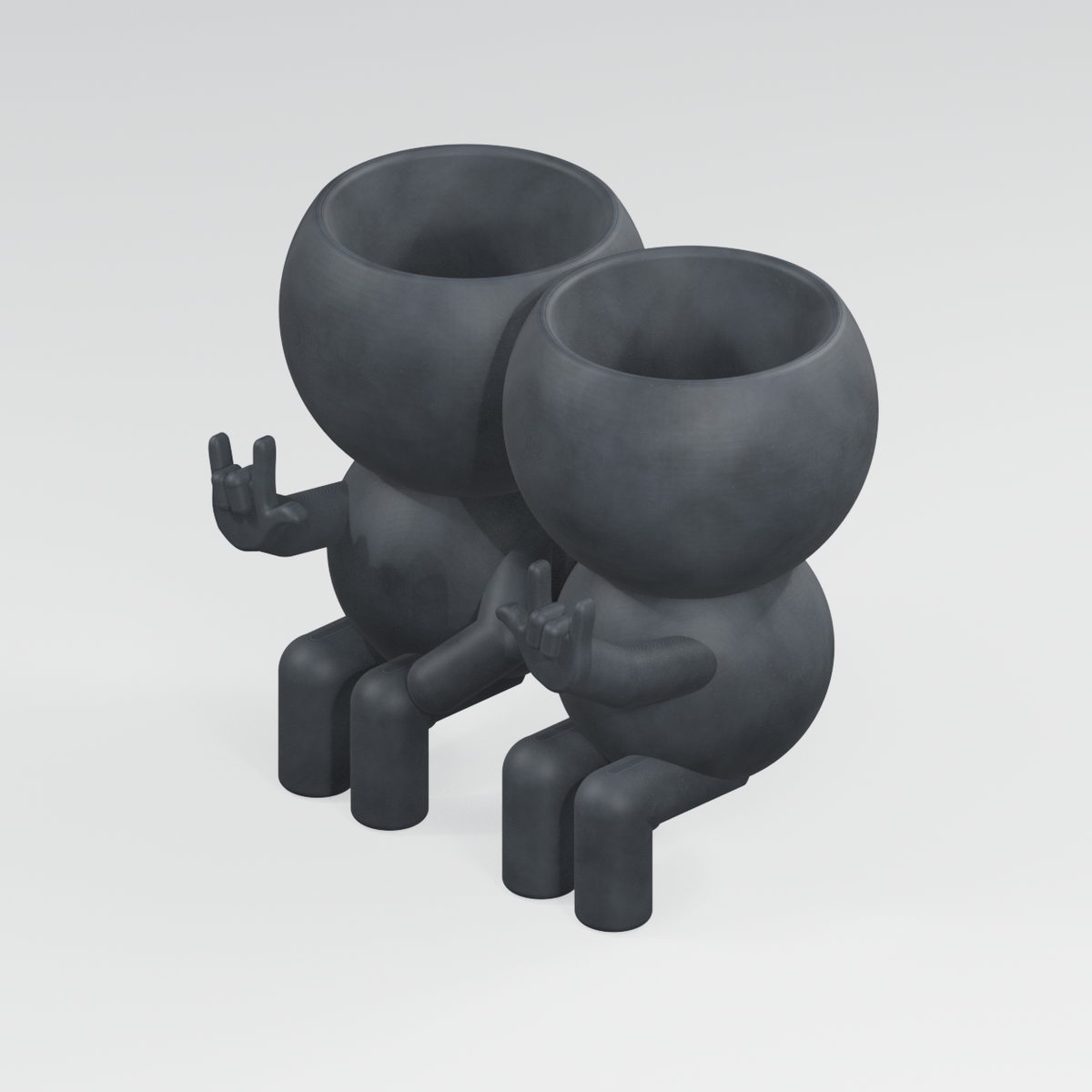 Love Signs couple planter in Charcoal Black