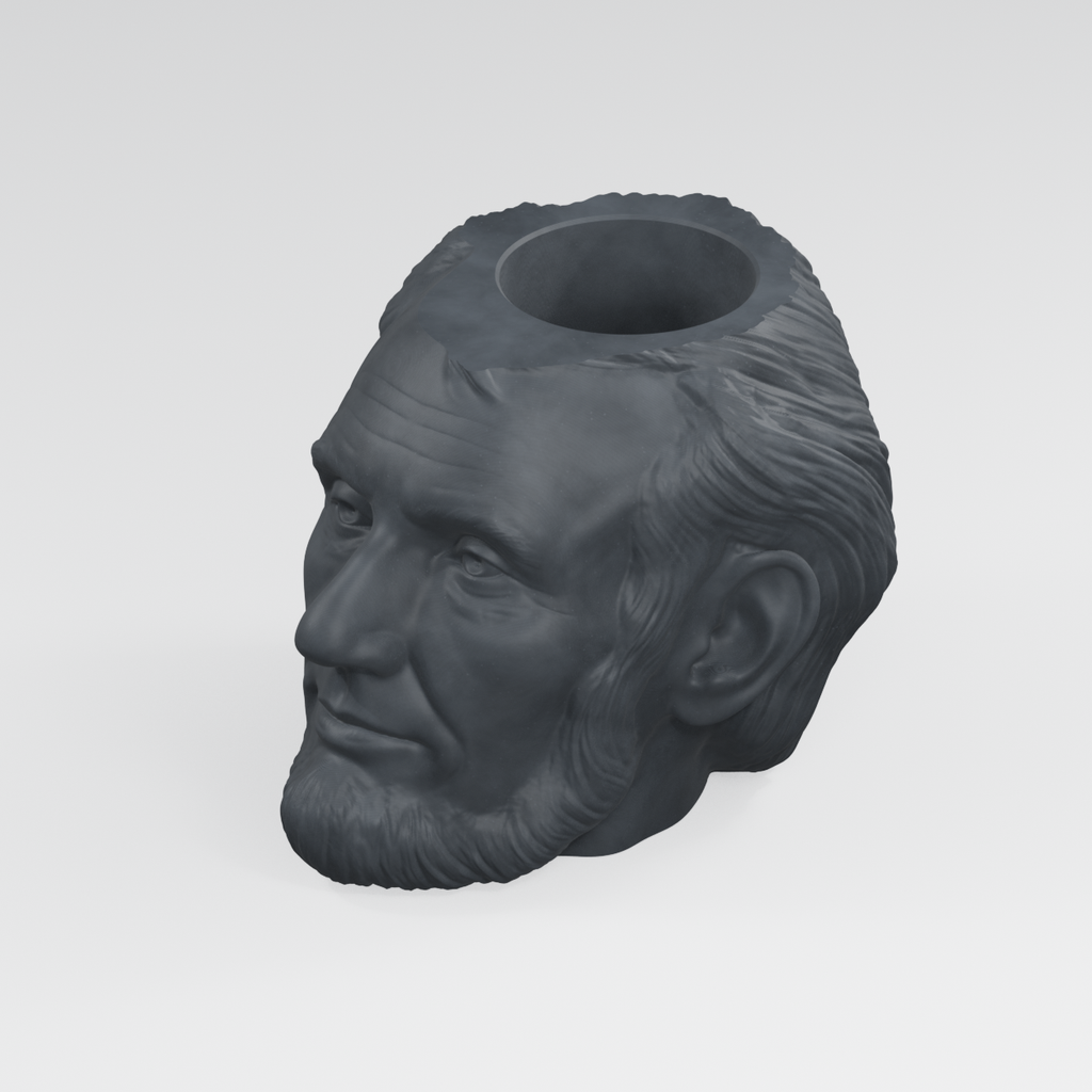 Abraham Lincoln Head Planter in Charcoal Black