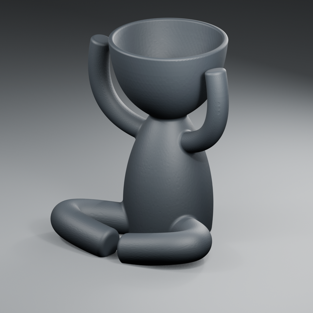 Arms Up Head Planter in Charcoal Black finish