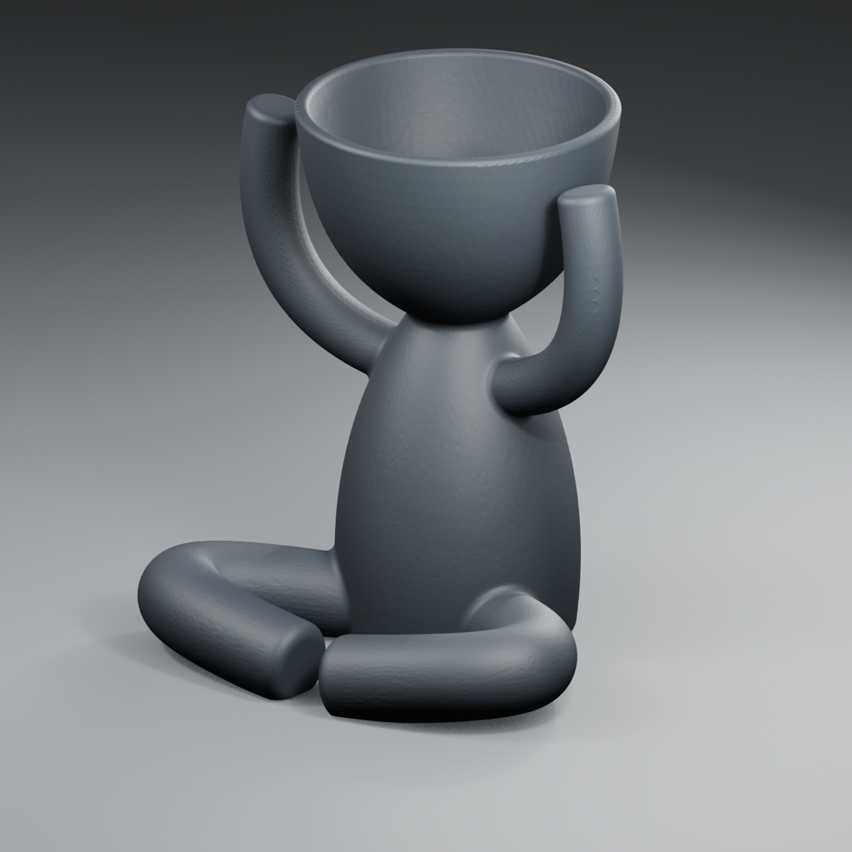 Arms Up Head Planter in Charcoal Black finish
