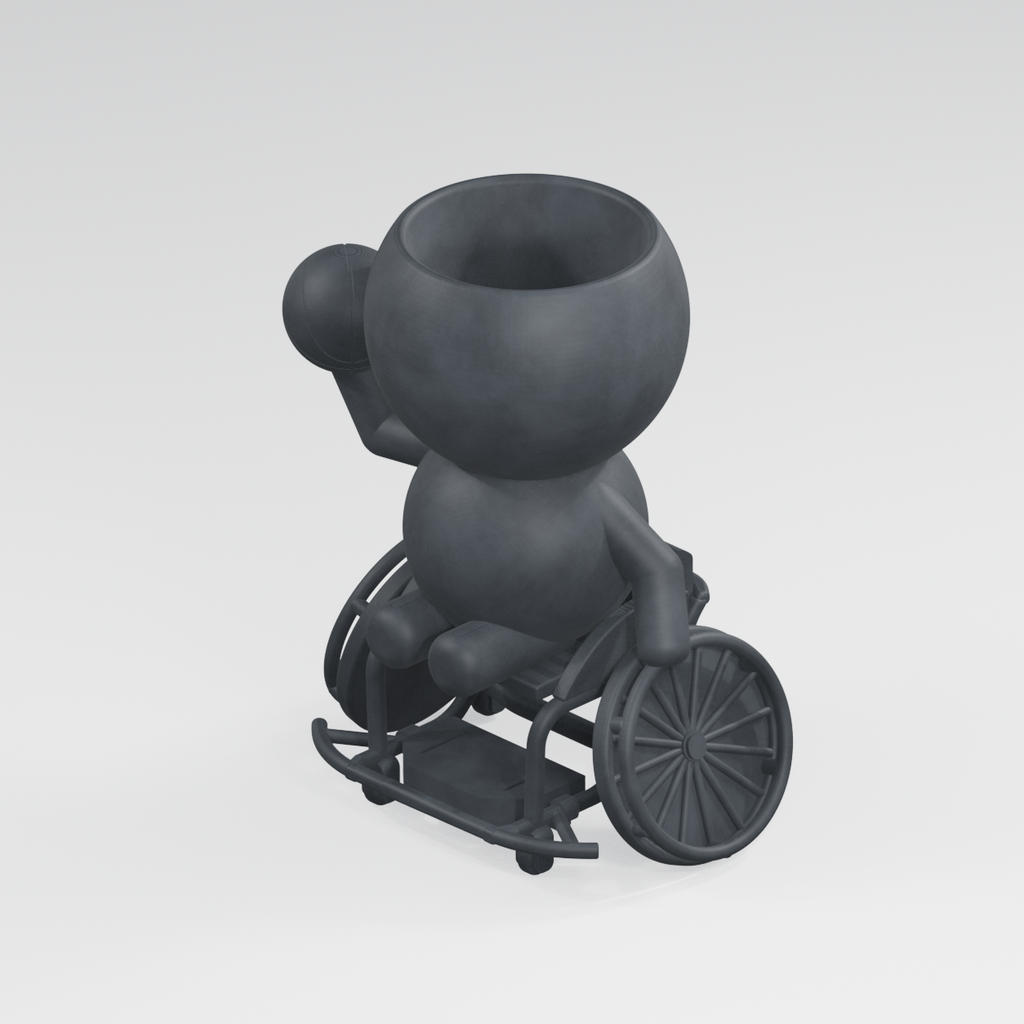 Court Moss wheelchair basketball planter in Charcoal Black finish