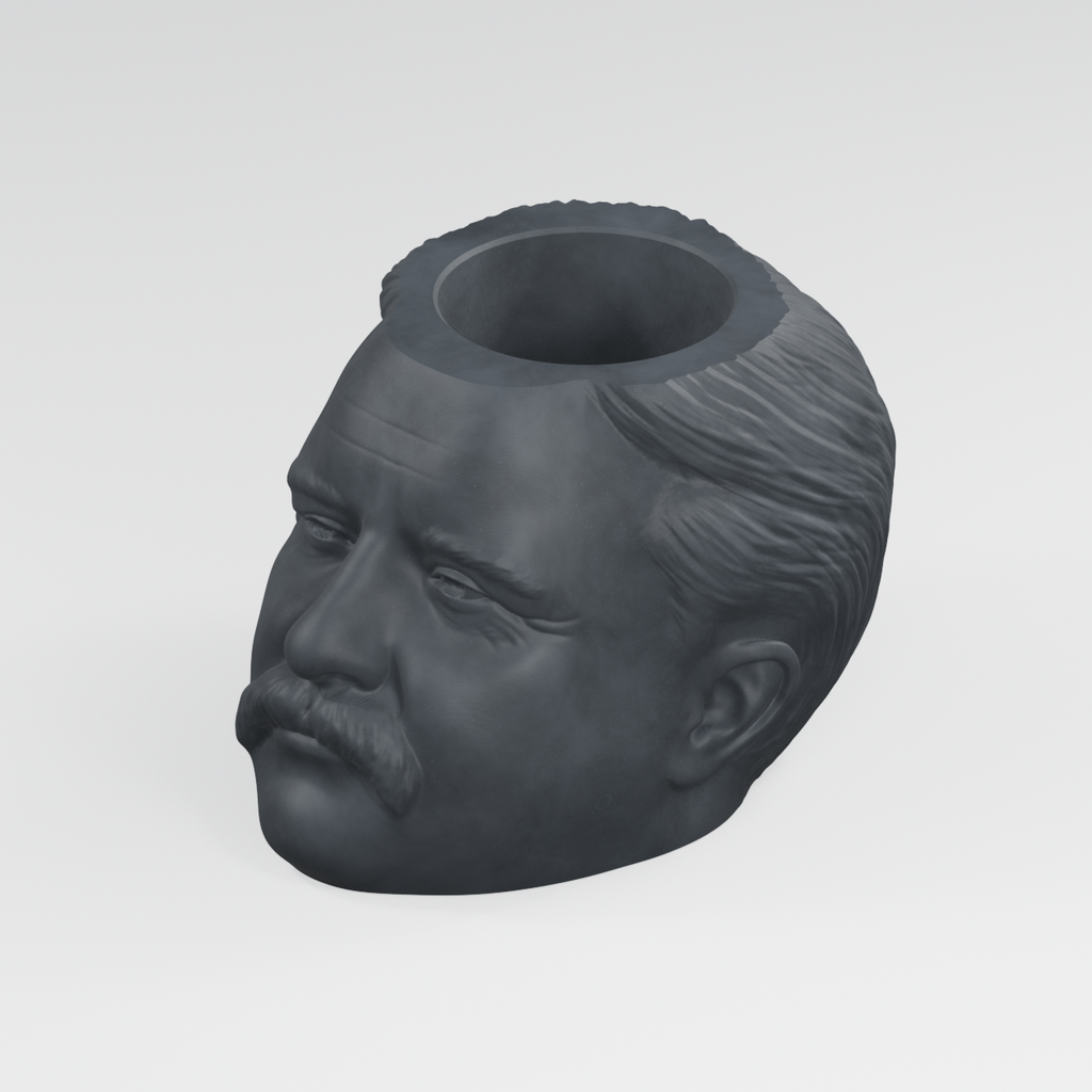 Theodore Roosevelt Head Planter in Charcoal Black