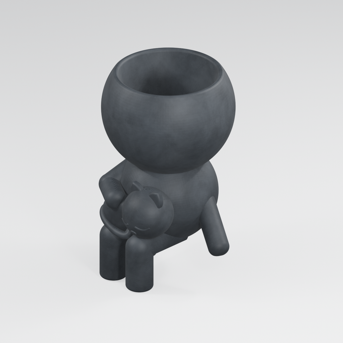 Cuddle Moss cat lover planter in Charcoal Black finish