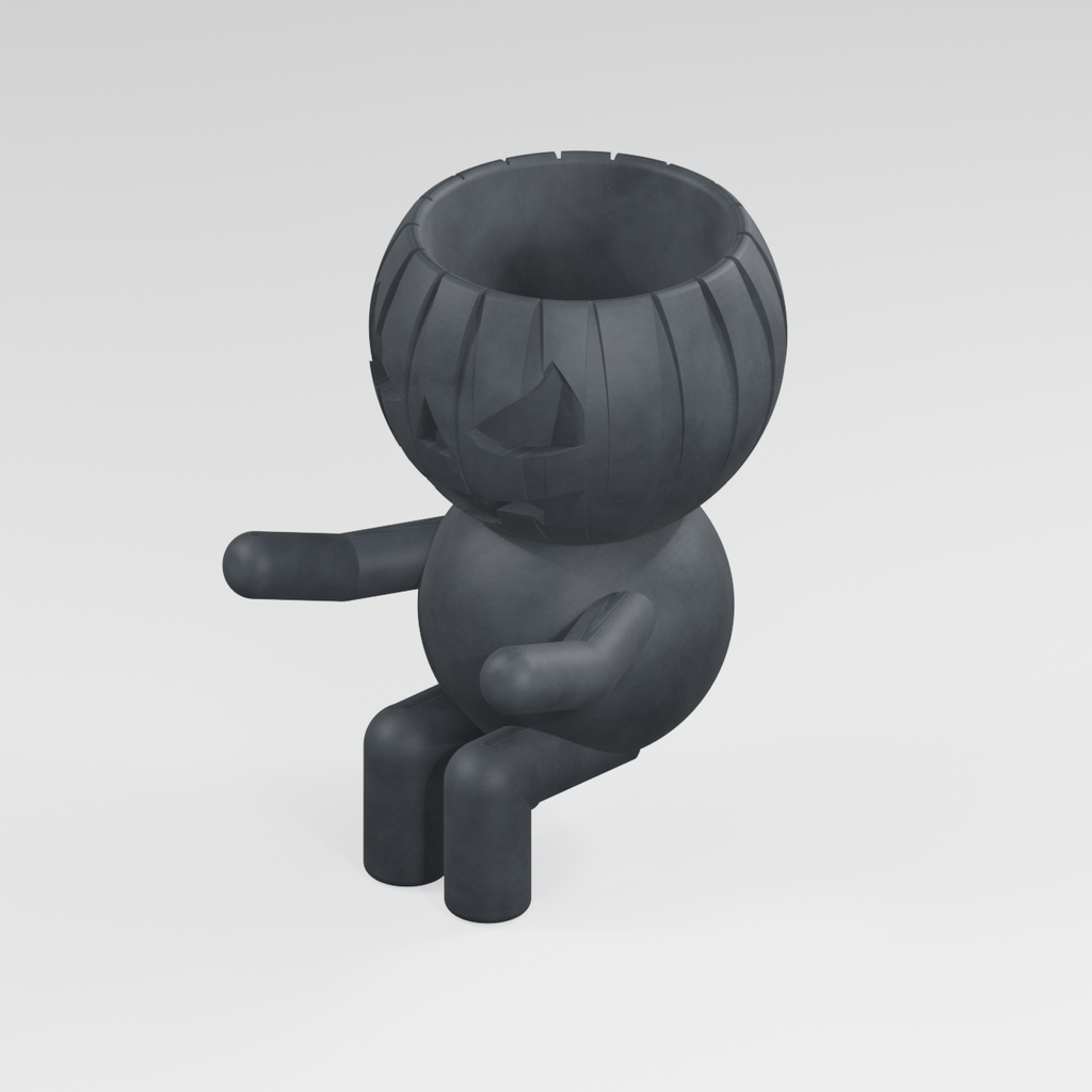 Pumpkin Pippin jack-o-lantern planter in Charcoal Black
