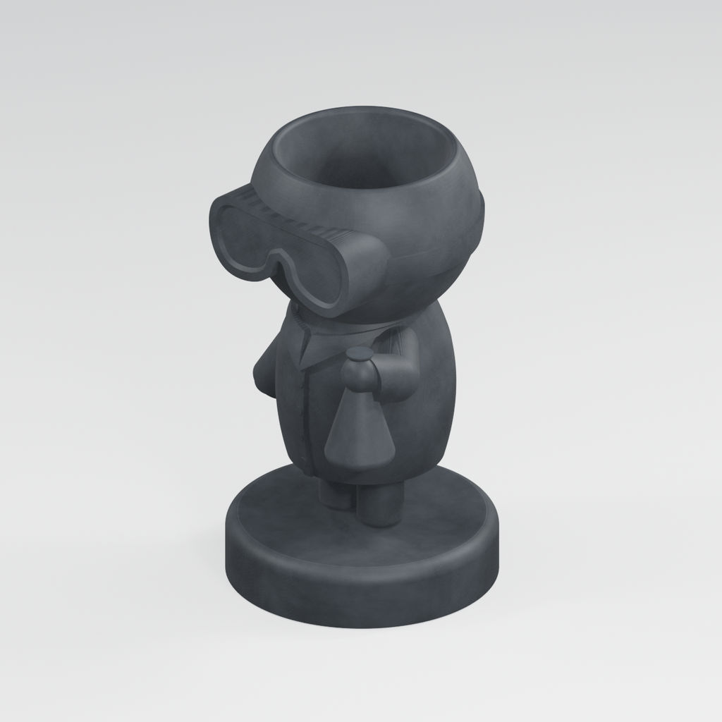 Beaker Moss chemistry scientist planter in Charcoal Black finish