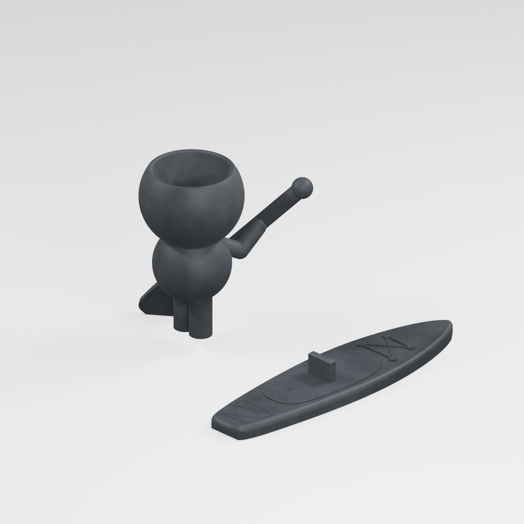 Piper Tidewell's Standing Wave: SUP Paddle Boarder Planter in Charcoal Black finish