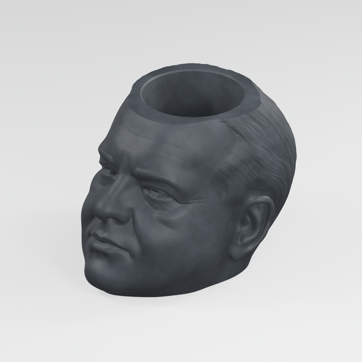 Herbert Hoover Head Planter in Charcoal Black