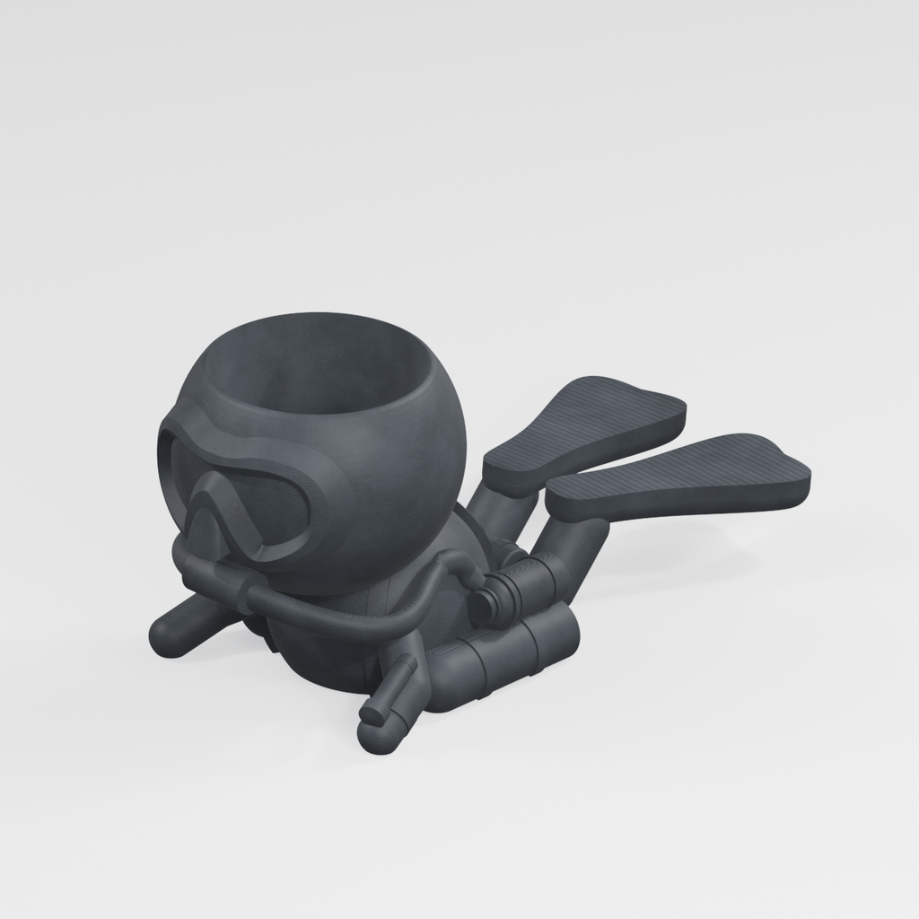 Diver Finn: Scuba Diver Planter in Charcoal Black finish