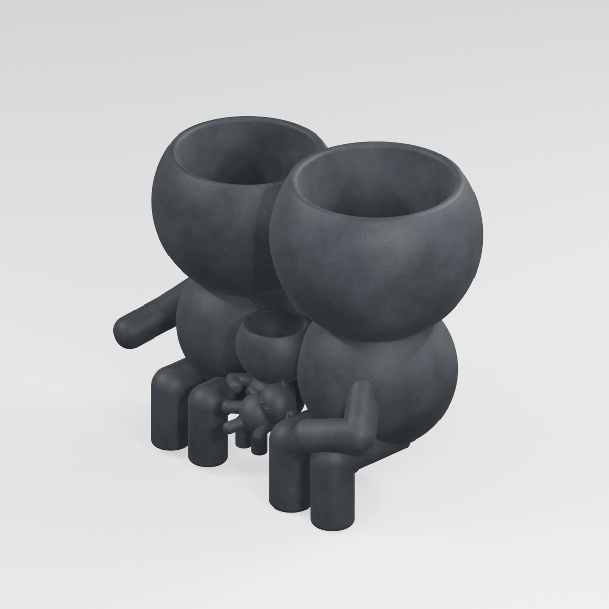 The Three of Us family planter in Charcoal Black