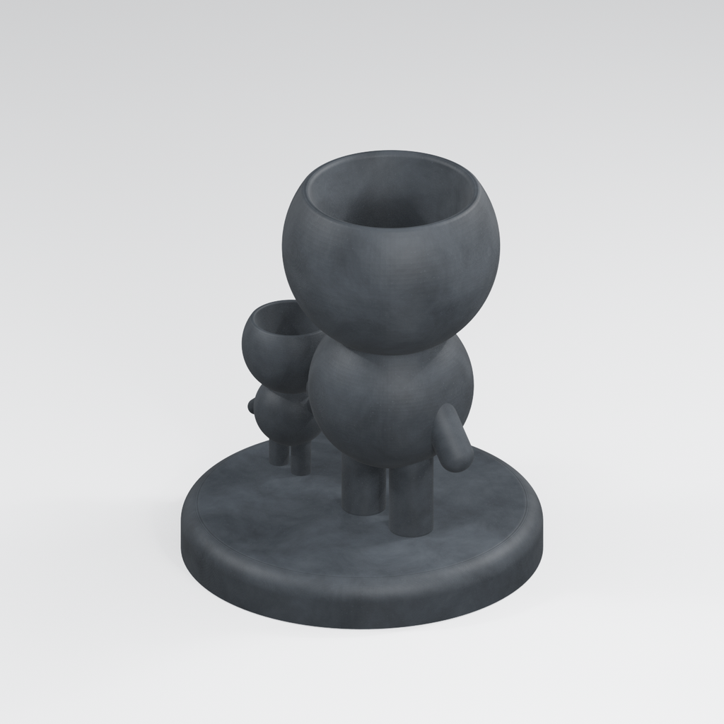 The Little Pair Sticks Together | Parent and Child Planter in Charcoal Black finish