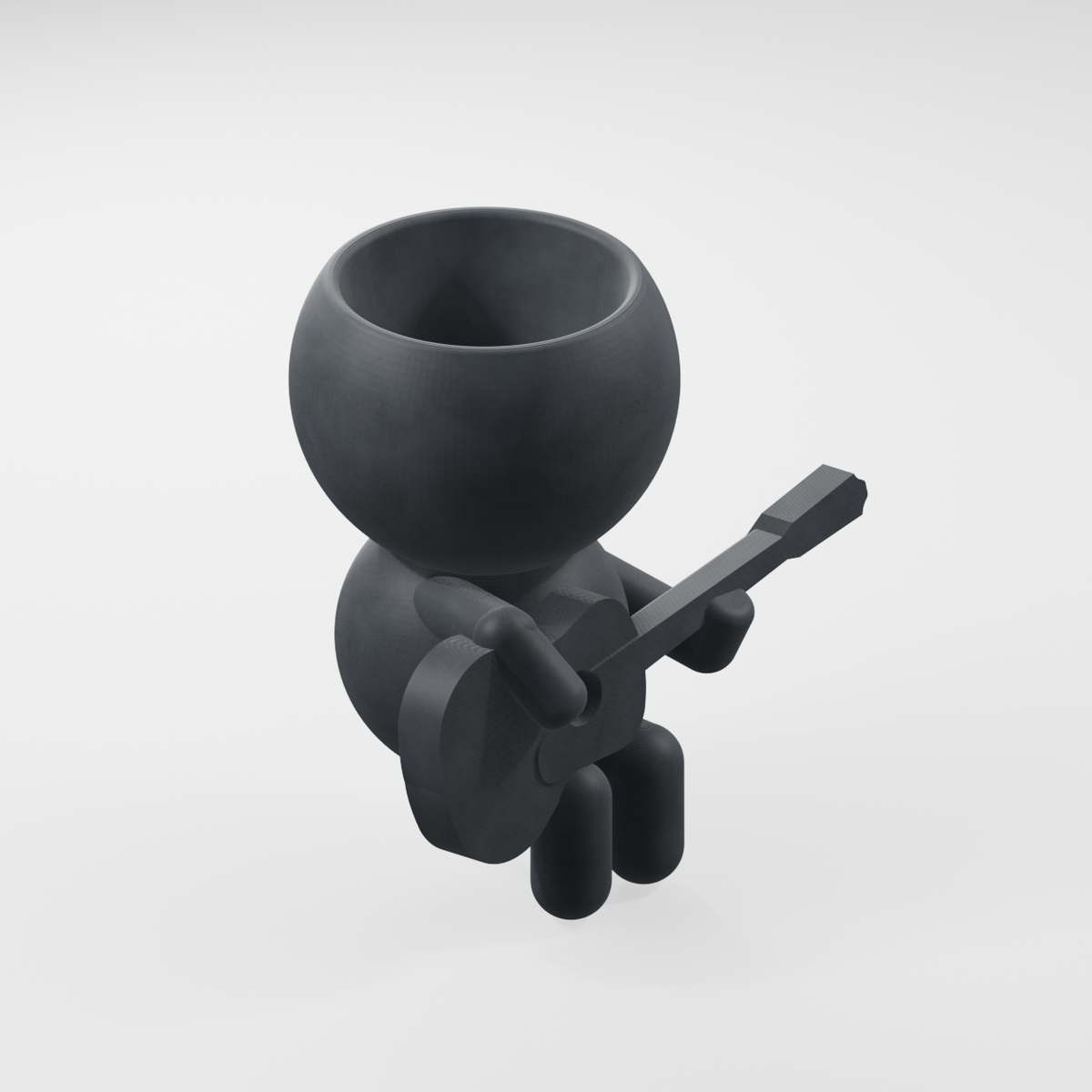 Sage Strummer's Acoustic Set: Guitarist Planter in Charcoal Black finish