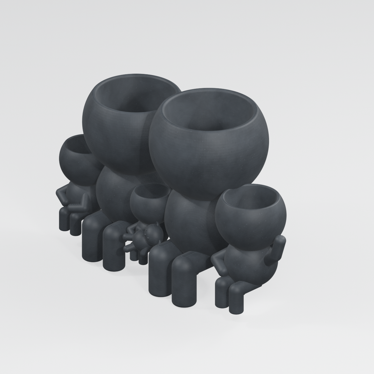 The Five Sprouts Gather Round | Family of Five Planter Charcoal Black finish