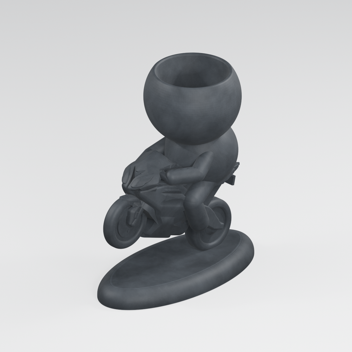 Moto Moss Hits the Road | Sports Motorcycle Planter Charcoal Black finish