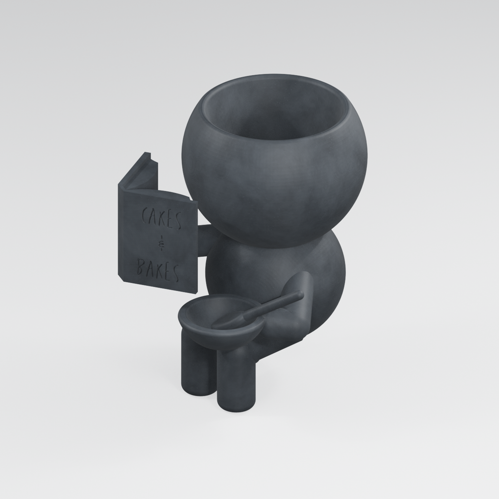 Whisk Sprout Bakes It Better | Baker Planter in Charcoal Black finish