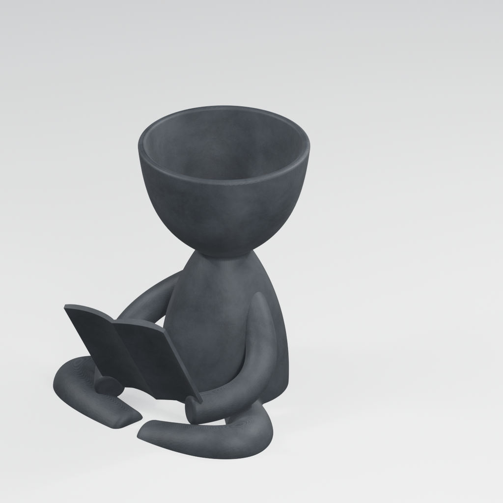 The Quiet Reader Book Lover Planter in Charcoal Black finish