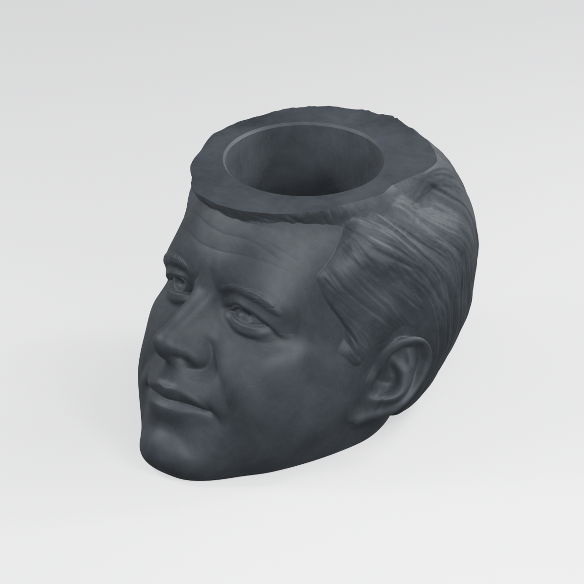 John F. Kennedy Head Planter in Charcoal Black