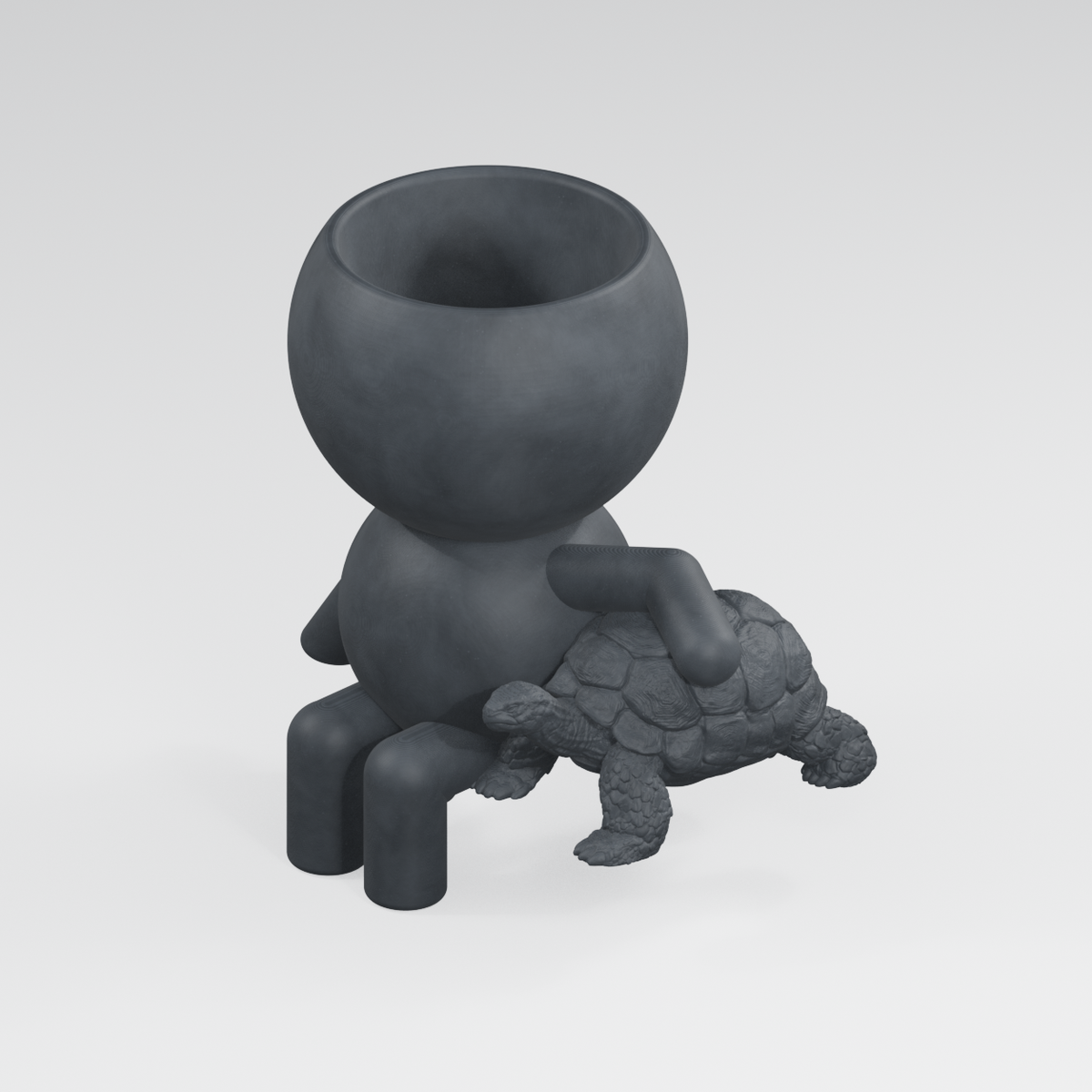 Shelby Slowgrow's Garden Stroll: Tortoise Planter in Charcoal Black finish