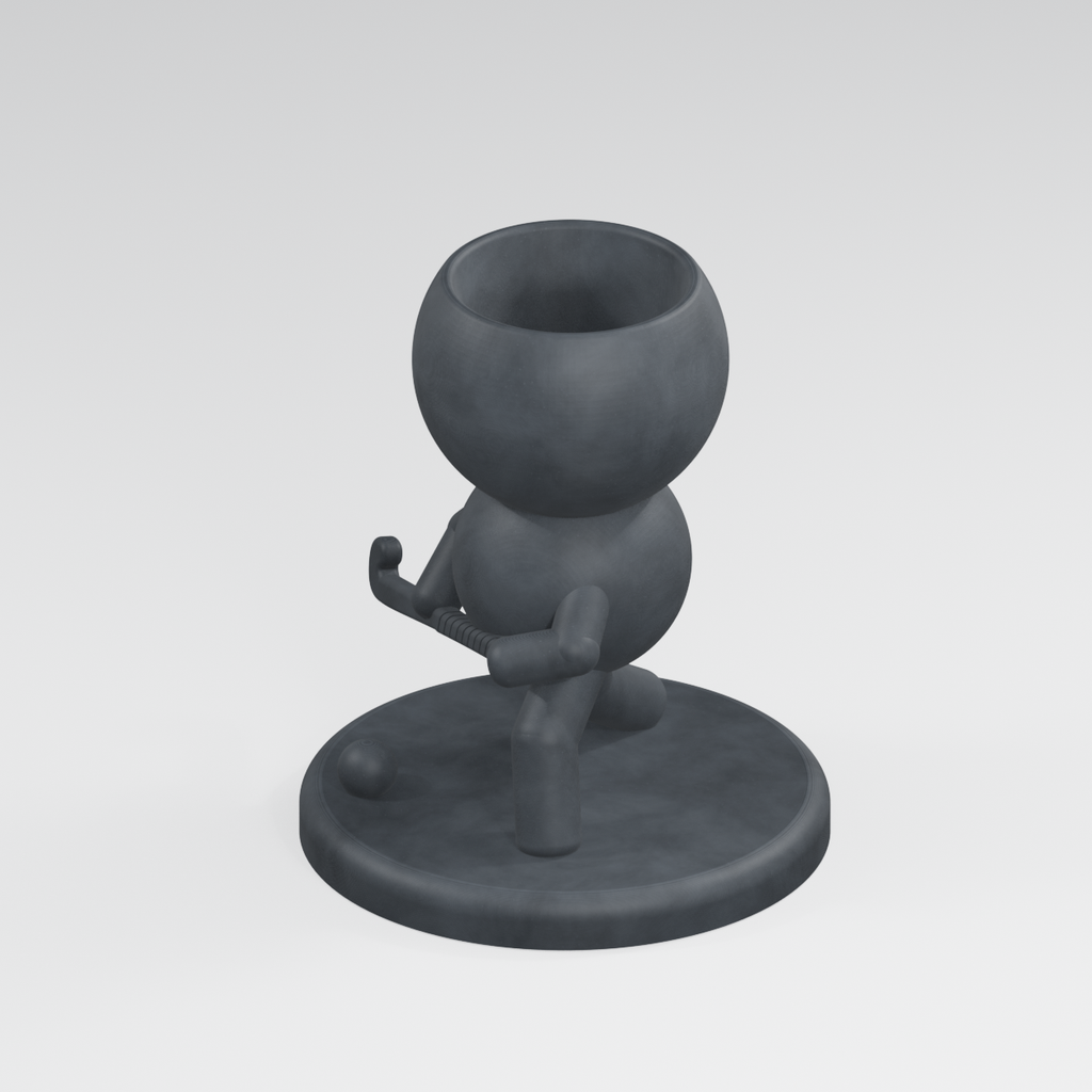 Slapshot Sprout Takes the Ice | Hockey Player Planter in Charcoal Black finish