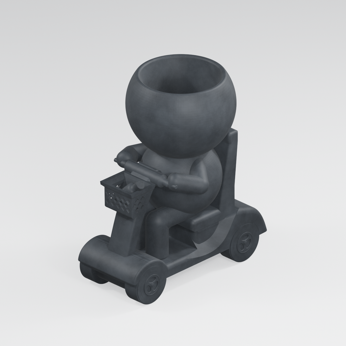 Rollie Rolls in Style | Mobility Scooter Planter in Charcoal Black finish
