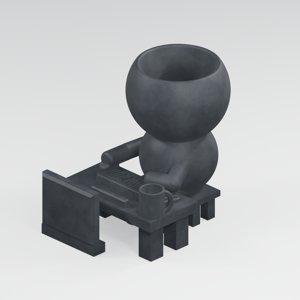 Ctrl + Sprout Logs On | Work From Home Planter in Charcoal Black finish