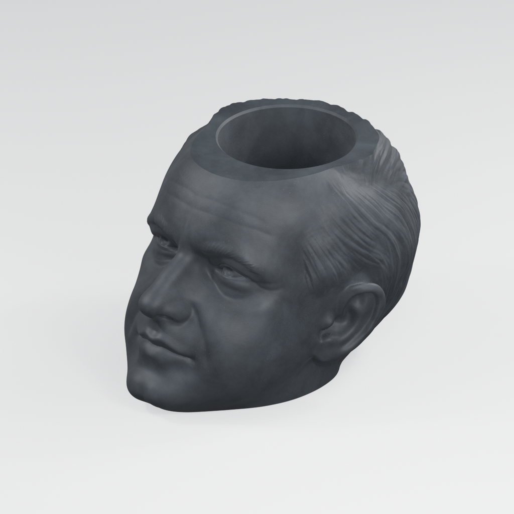 Calvin Coolidge Head Planter in Charcoal Black