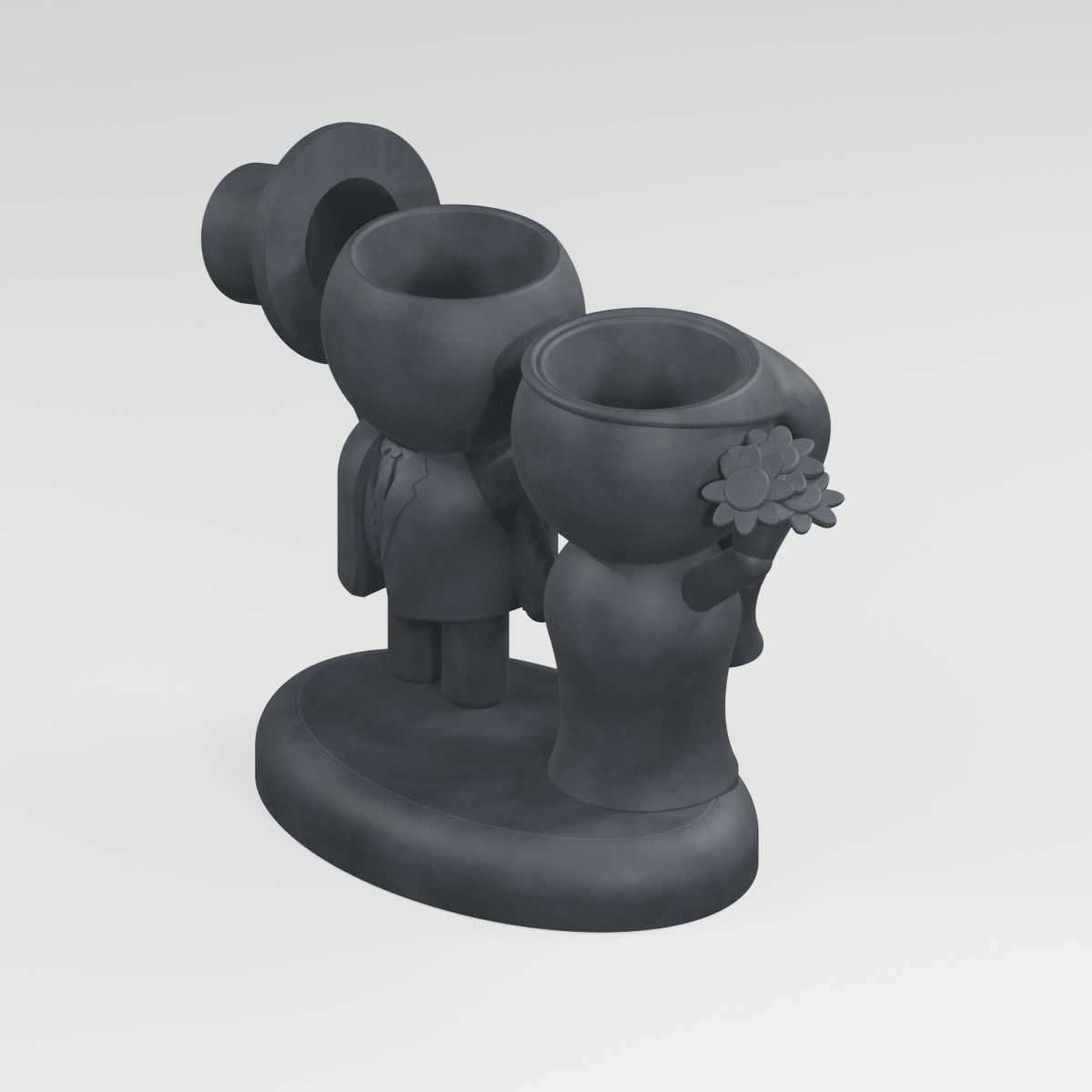 Moss and Marrow wedding planter exact model render in Charcoal Black