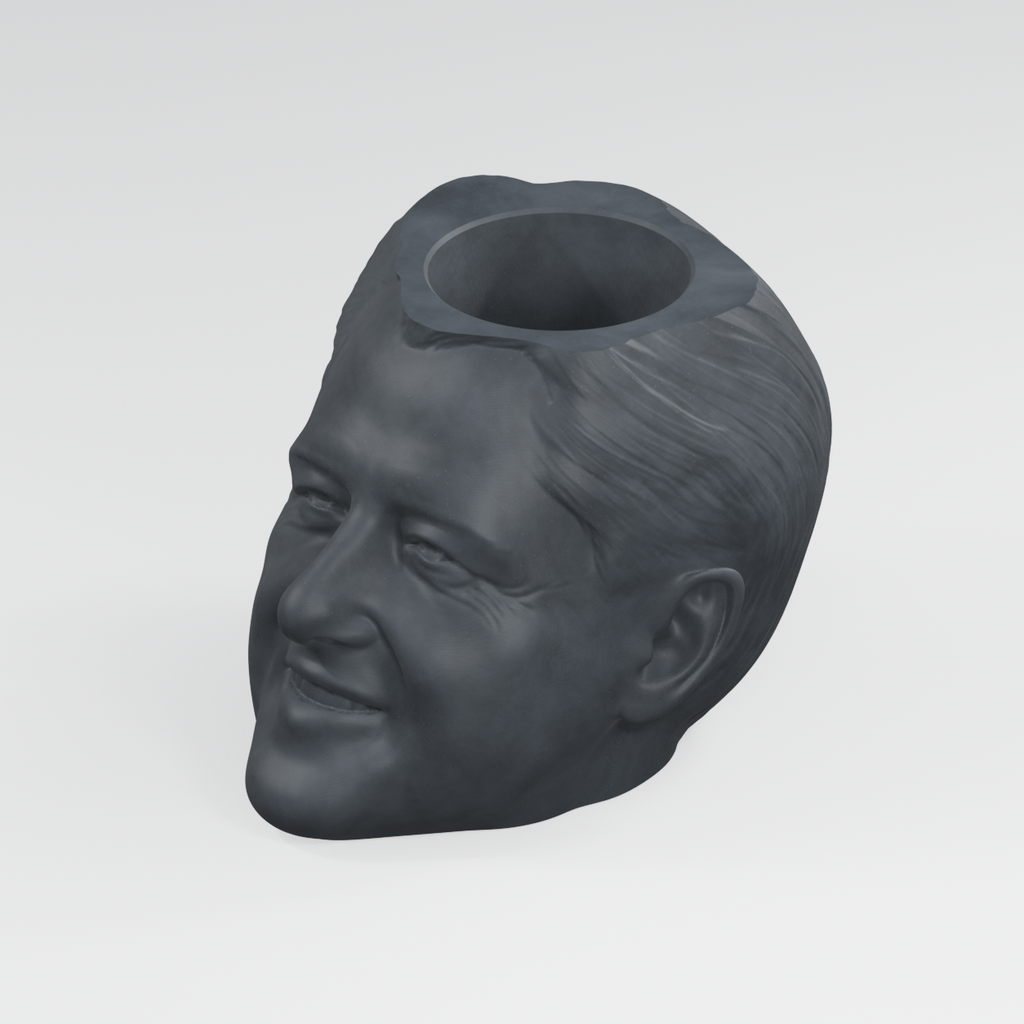 Bill Clinton Head Planter in Charcoal Black