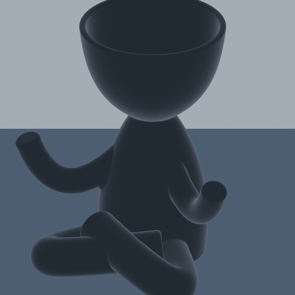 Stillpoint Yoga Head Planter in Charcoal Black finish
