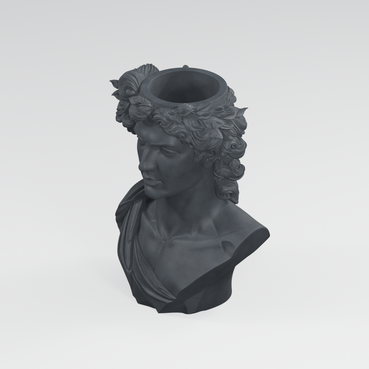 The Laurel Guardian: Greek-Inspired Bust Planter in Charcoal Black finish