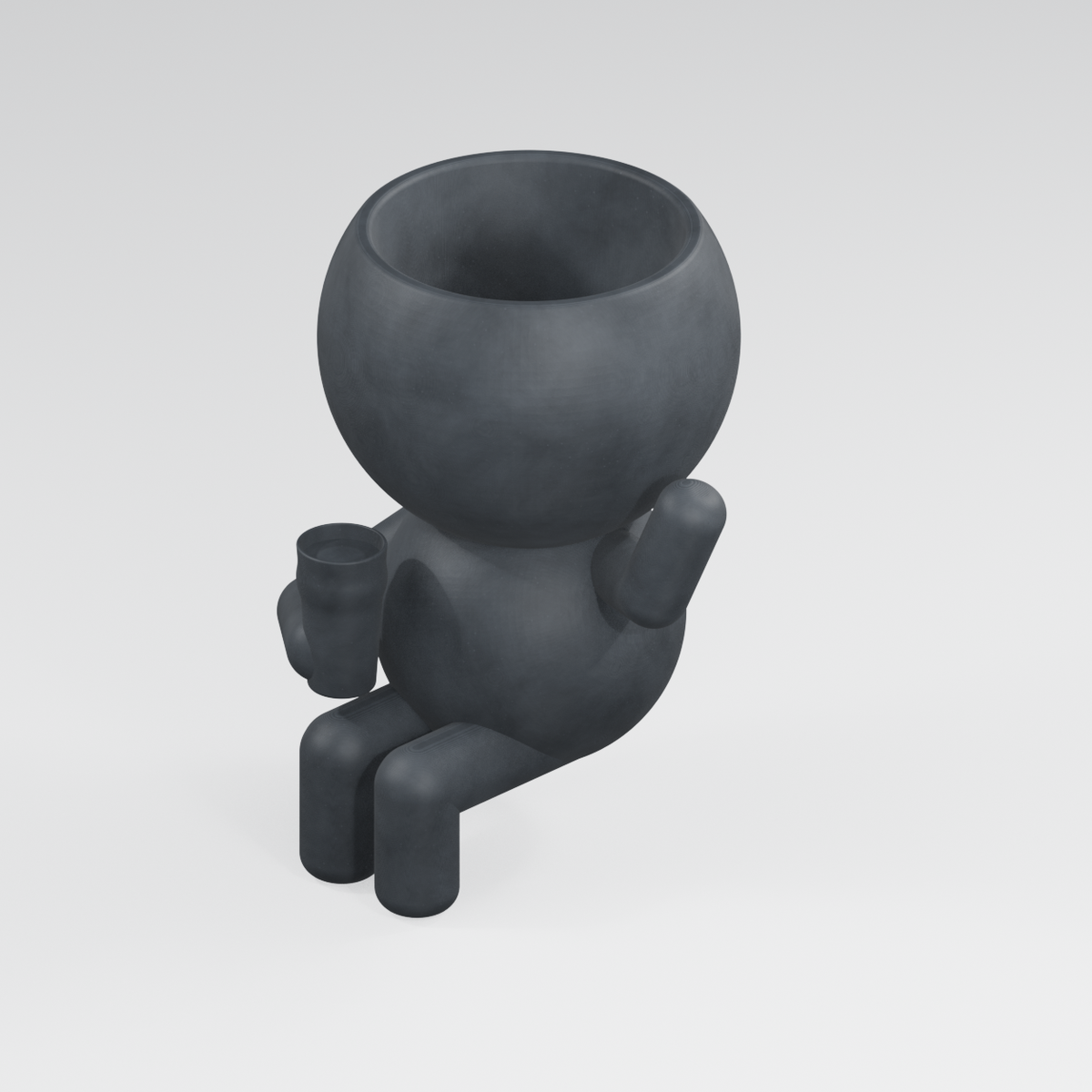 Cheers Moss character planter in Charcoal Black