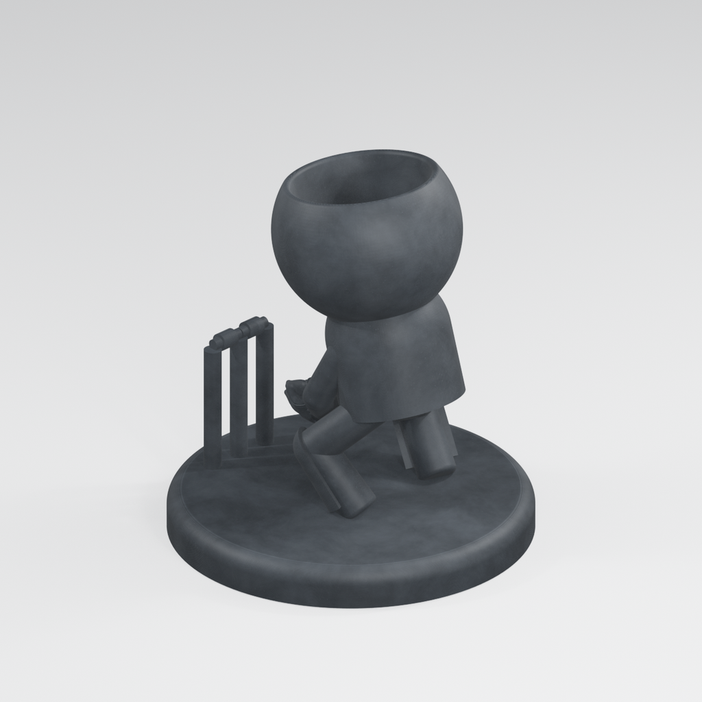 Keeper Kip's Big Save: Cricket Wicket Keeper Planter in Charcoal Black finish