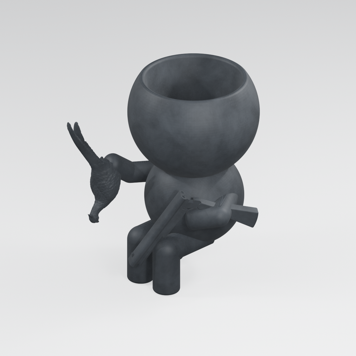 Scout Pheasant Planter in Charcoal Black