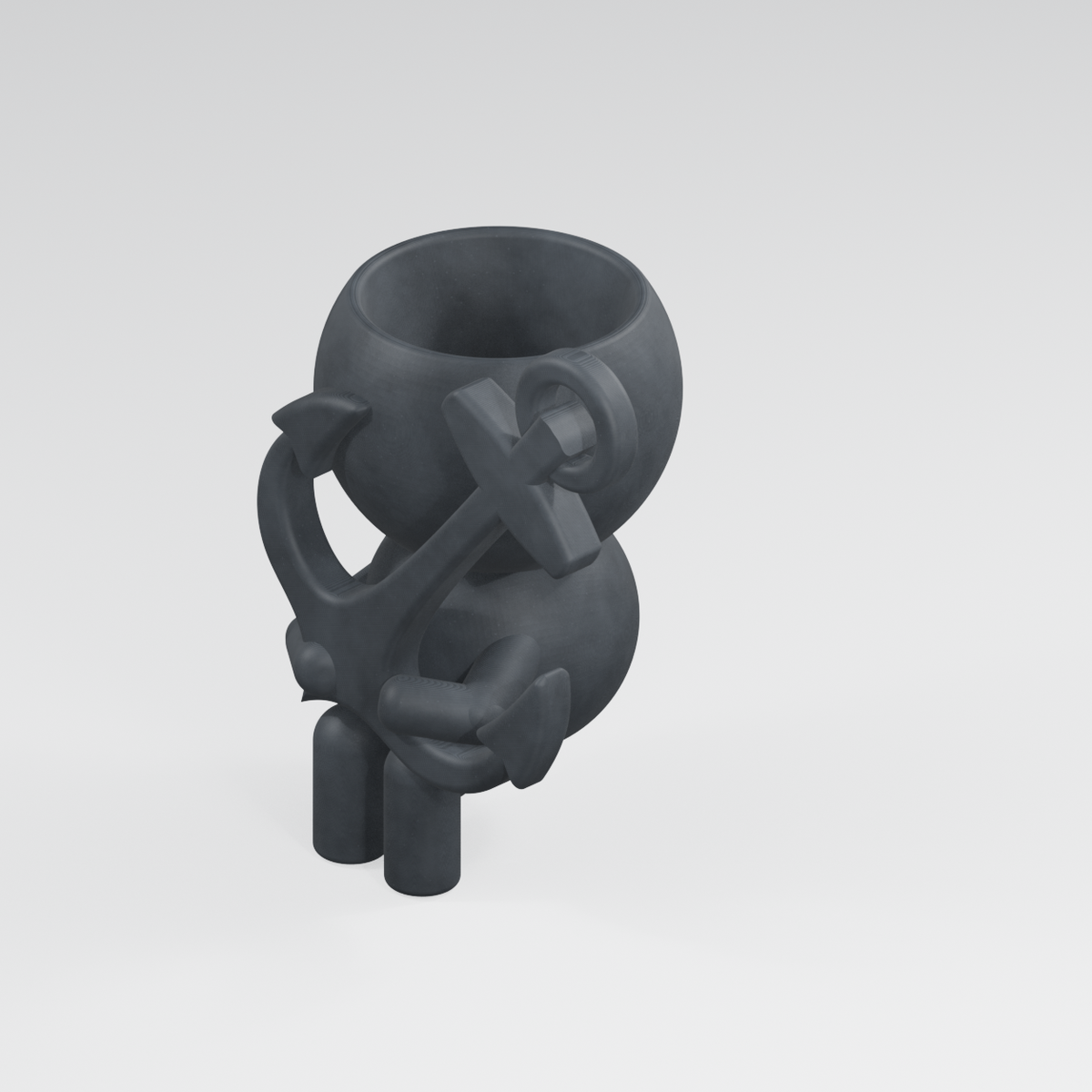 Anchor Sprout Holds Fast | Nautical Planter in Charcoal Black finish