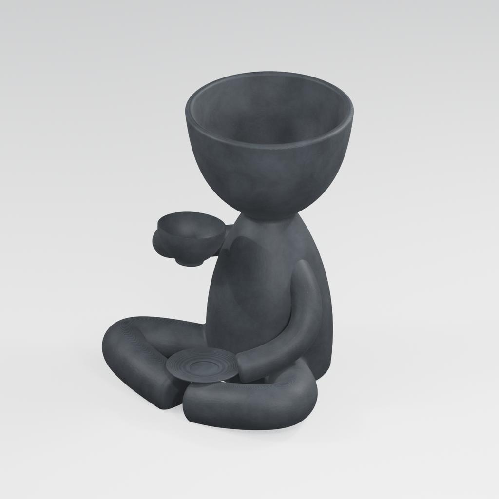 Tea Time Head Planter in Charcoal Black finish