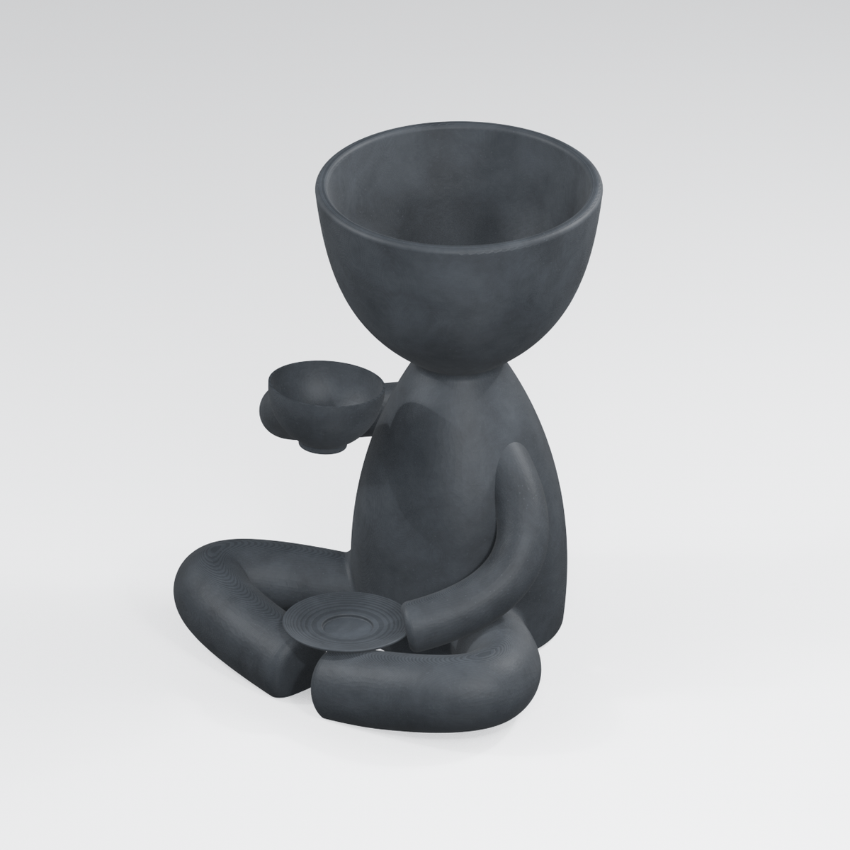Tea Time Head Planter in Charcoal Black finish