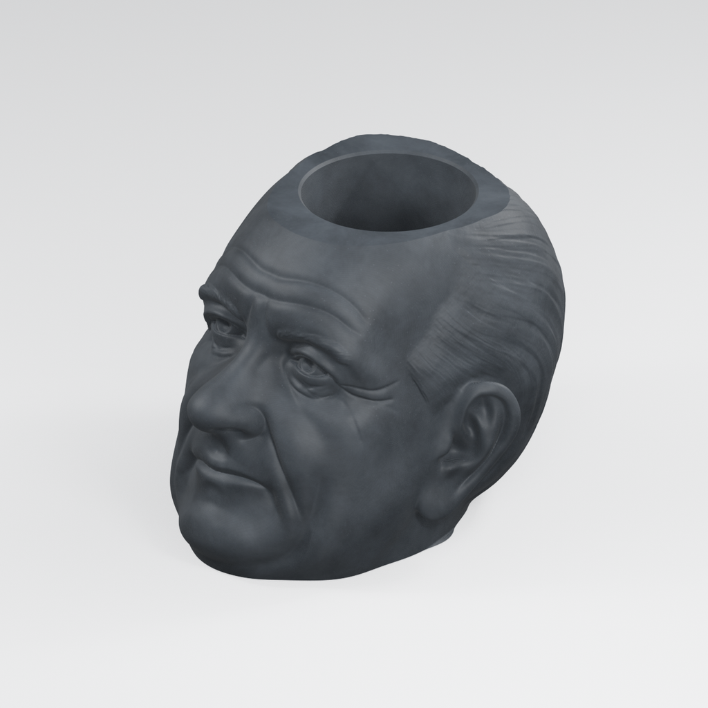 Lyndon B. Johnson Head Planter in Charcoal Black