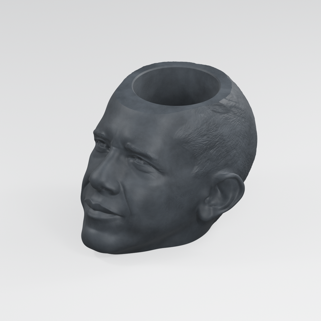 Barack Obama Head Planter in Charcoal Black