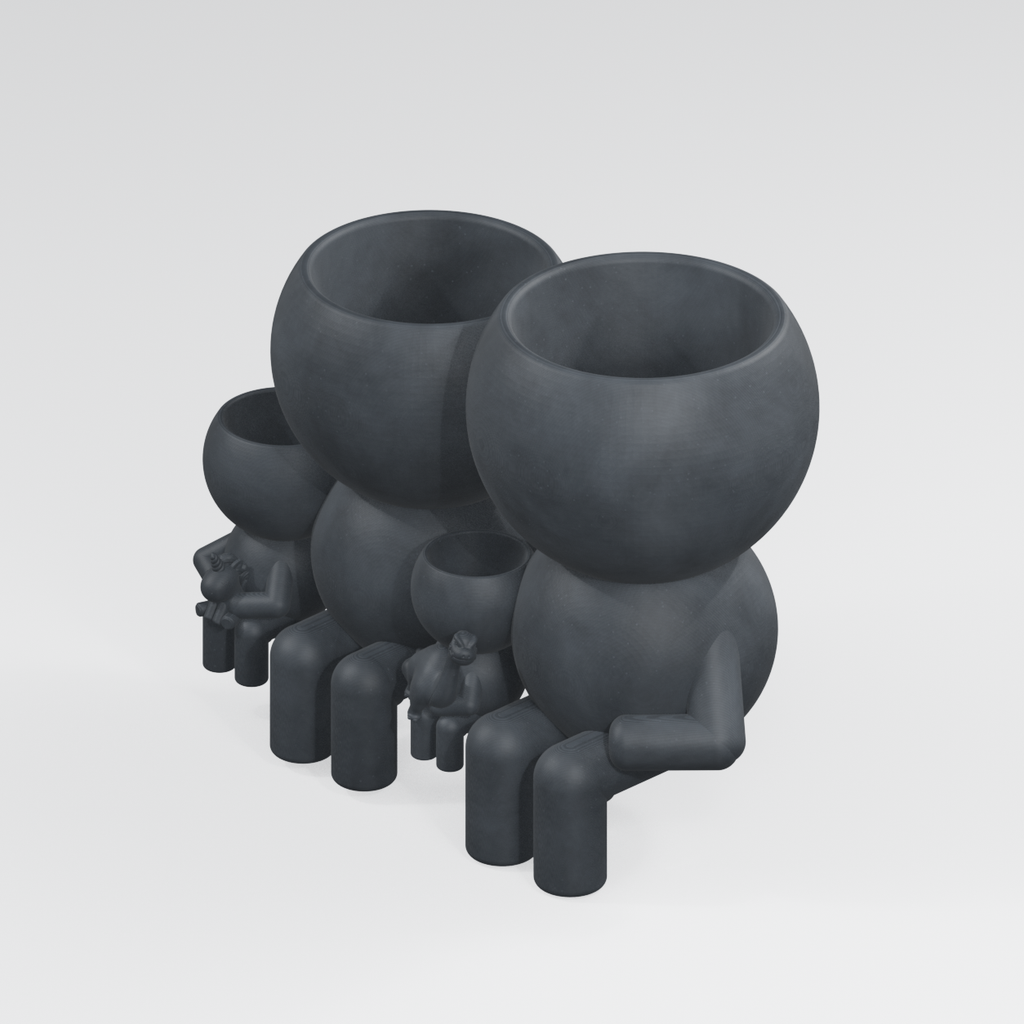Gather Moss family planter in Charcoal Black finish