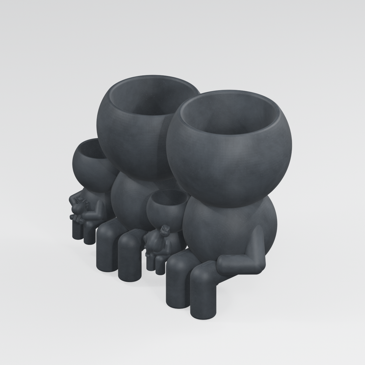 Gather Moss family planter in Charcoal Black finish
