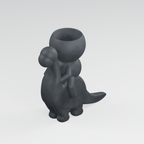 Dino Drift dinosaur rider planter in Charcoal Black