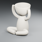 Arms Up Head Planter in Ivory White finish