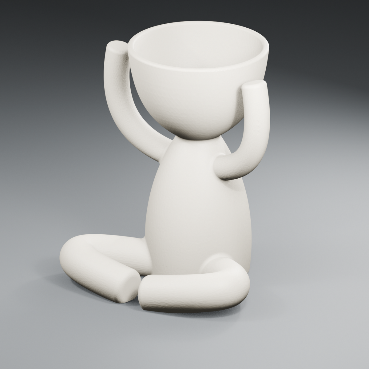 Arms Up Head Planter in Ivory White finish