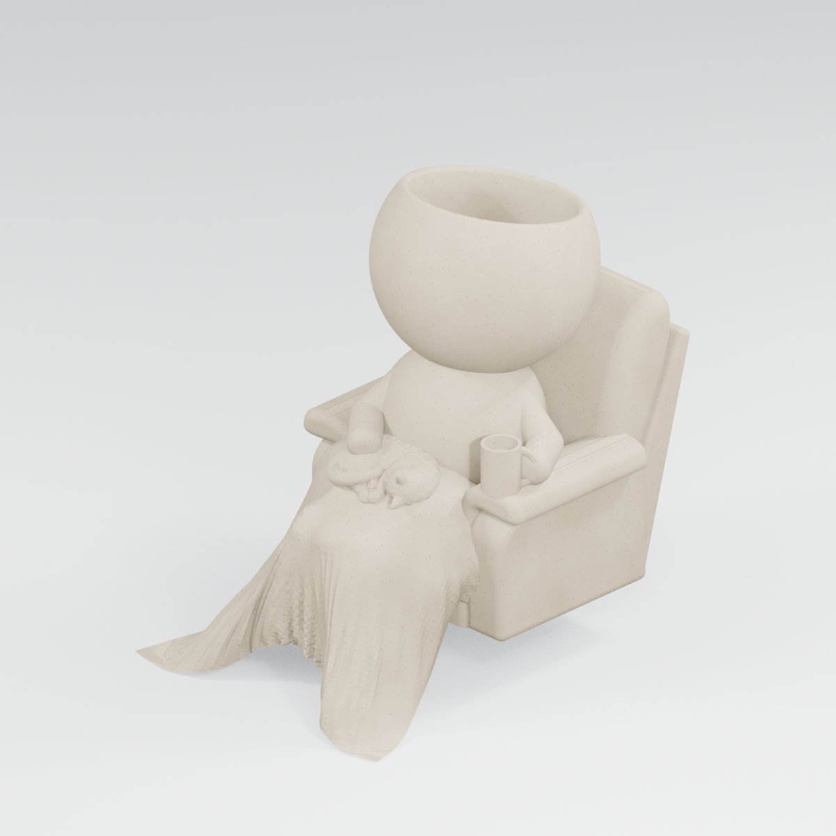 Purrl Moss cat lover planter in Ivory White finish